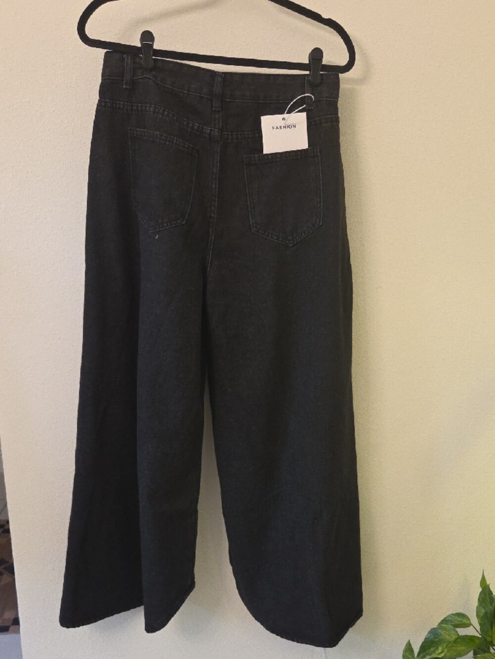 High-Rise Wide Leg Flare Jeans in Washed Black - Picture 6 of 6